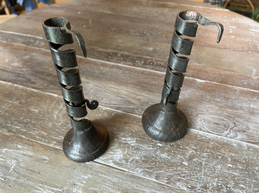 Antique French iron candlesticks.